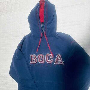 BOCA Authentic Hoodie Navy Blue Red Trim XL/TG Vintage Style AS-IS